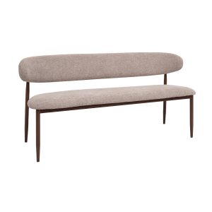 Giga Meubel Eetkamerbank Alexia – Stof – Taupe/Walnoot – 160x55x77cm