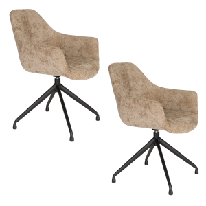 Housecraft Living Wiz Eetkamerstoelen Draaibaar Bruin – Set van 2