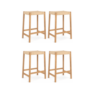 Furnhouse barkruk Ida – Natuurlijk eikenhout – Set van 4