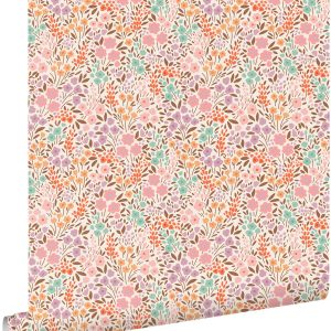 ESTAhome behang bloemetjes roze en blauw – 0.53 x 10.05 m – 131579