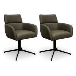 Furnhouse eetkamerstoelen armleuning Marco – Olijfgroen – Leer – Set v Furnhouse eetkamerstoelen armleuning Marco – Olijfgroen – Leer – Set v