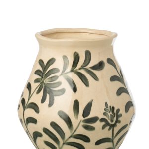 J-Line vaas Blad – steengoed – groen/wit – large