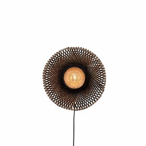 GOOD&MOJO wandlamp Kalimantan – zwart – Ø60cm