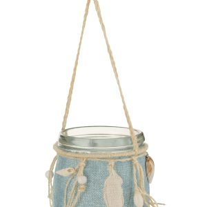J-Line kaarshouder Zee – glas – blauw/wit