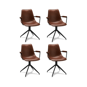 Furnhouse eetkamerstoelen armleuning Isabel – Cognacbruin – Kunstleer