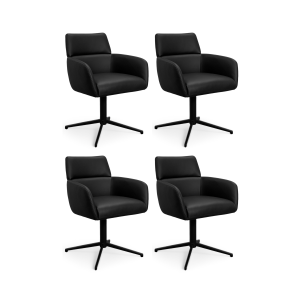 Furnhouse eetkamerstoelen armleuning Marco – Zwart – Leer – Set van 4 Furnhouse eetkamerstoelen armleuning Marco – Zwart – Leer – Set van 4