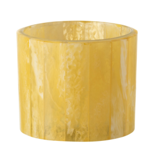 J-Line theelichthouder Lijnen – glas – geel – small – 3 stuks