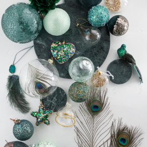 J-Line kersthanger Hart + Ster Pailletten – kunststof – groenblauw – 2 J-Line kersthanger Hart + Ster Pailletten – kunststof – groenblauw – 2