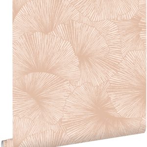 ESTAhome behang 3D-motief bladeren oudroze – 53 cm x 10.05 m – 131397