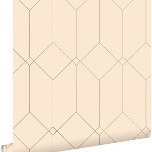 ESTAhome behang art deco motief goud en beige – 53 cm x 10.05 m – 1397