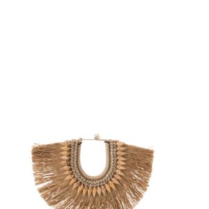 J-Line decoratie ketting + staander Dora – hout/zeegrass – beige – sma