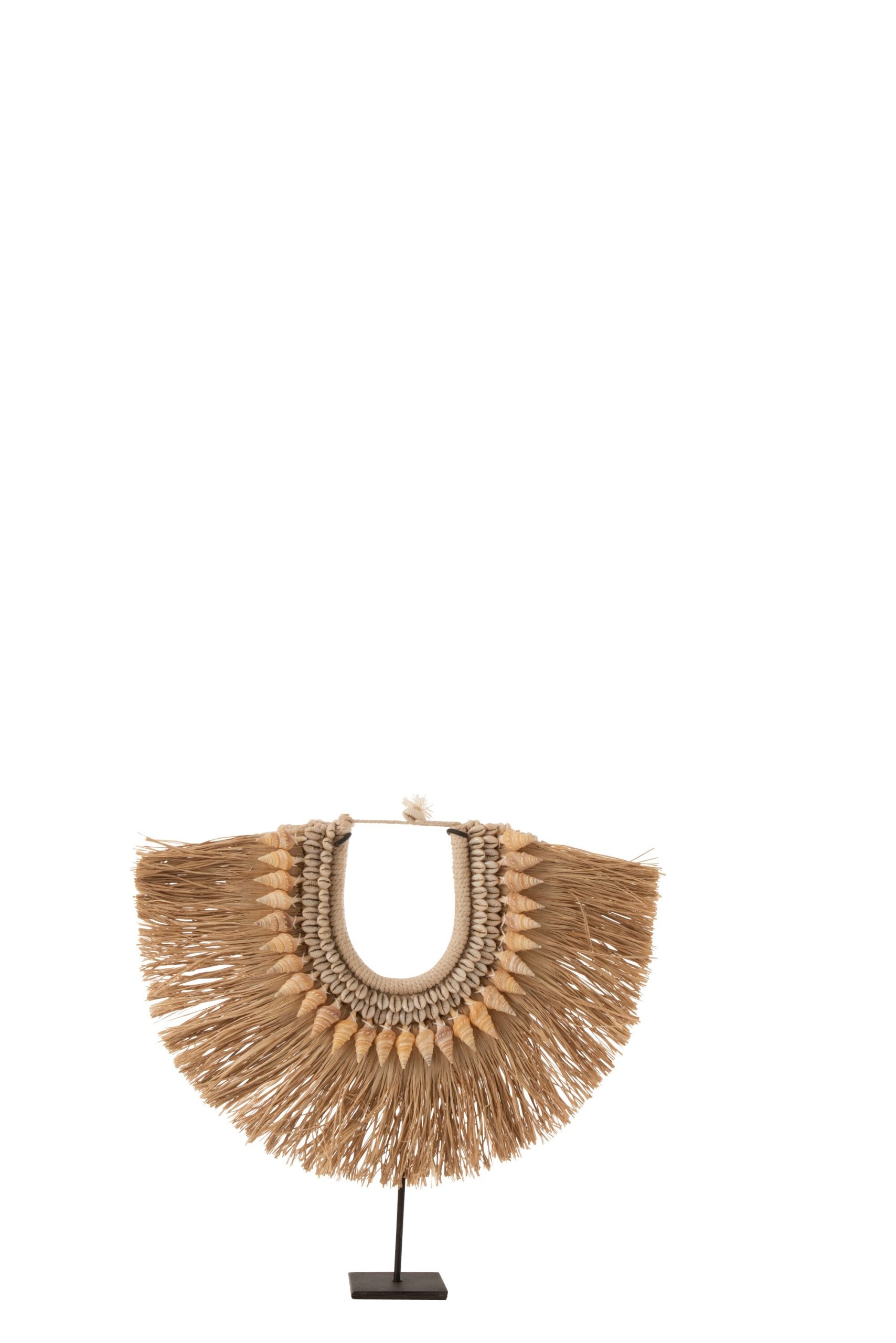 J-Line decoratie ketting + staander Dora - hout/zeegrass - beige - sma