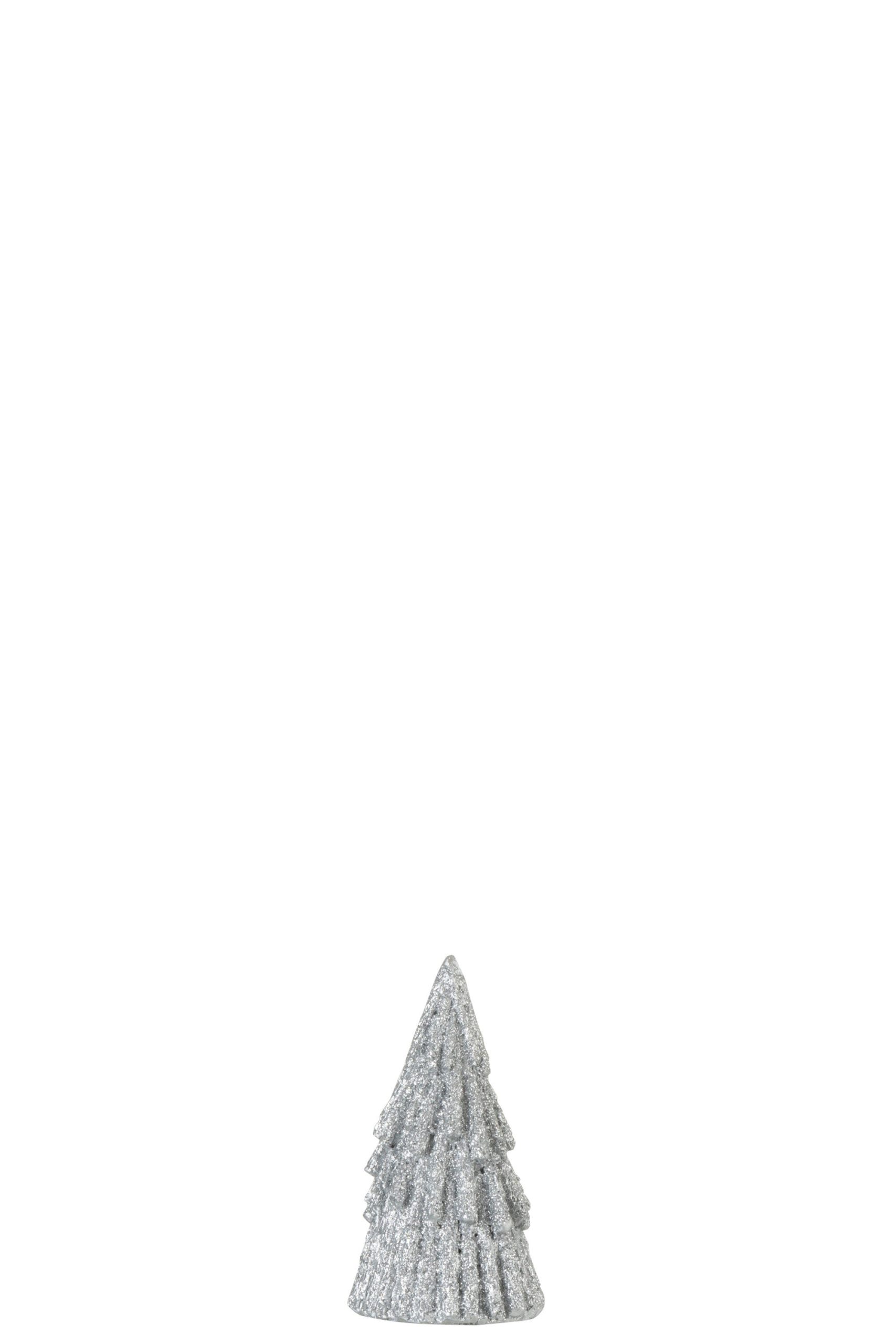 J-Line decoratie Kerstboom - polyresin - zilver - small - 3 stuks