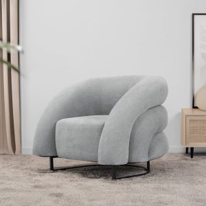 Home Deluxe fauteuil MACA fluweel beige – 95 x 73 x 88 cm