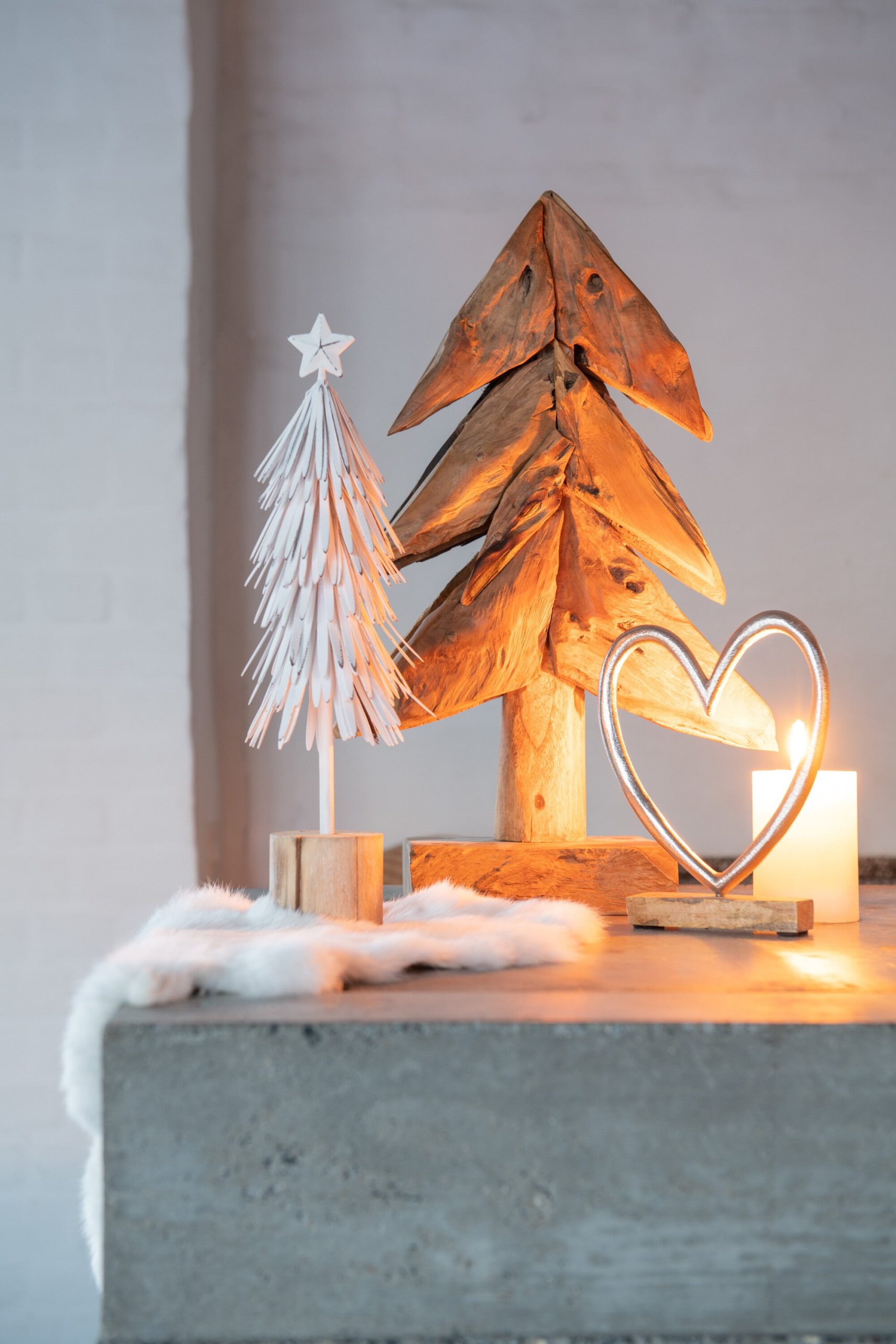 J-Line decoratie Boom Stukken - hout - naturel - small