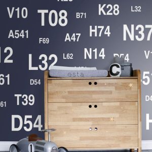 ESTAhome fotobehang zeilboot nummeringen blauw – 400 x 279 cm – 156435 ESTAhome fotobehang zeilboot nummeringen blauw – 400 x 279 cm – 156435