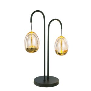 Highlight tafellamp Golden – 2 lichts – 14 x 48 cm – amber zwart