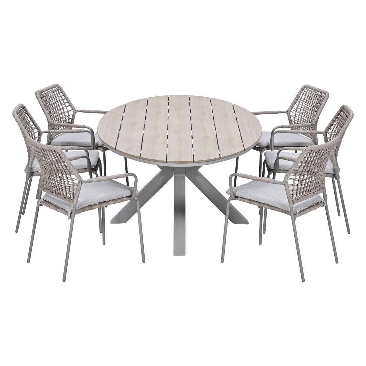 Garden Impressions Tuinset Natas 7-delig taupe - Tulli tuintafel 220x1