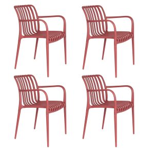 Housecraft Living Amae Tuinstoel Armleuning Kunststof Rood – Set van 4