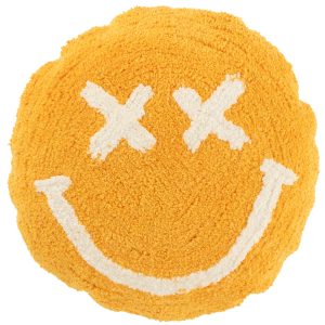 J-Line kussen Smiley Getuft – katoen – oranje/wit