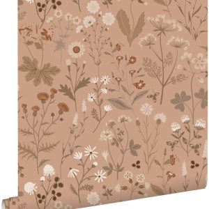 ESTAhome behang veldbloemen terracotta bruin – 53 cm x 10.05 m – 13984 ESTAhome behang veldbloemen terracotta bruin – 53 cm x 10.05 m – 13984