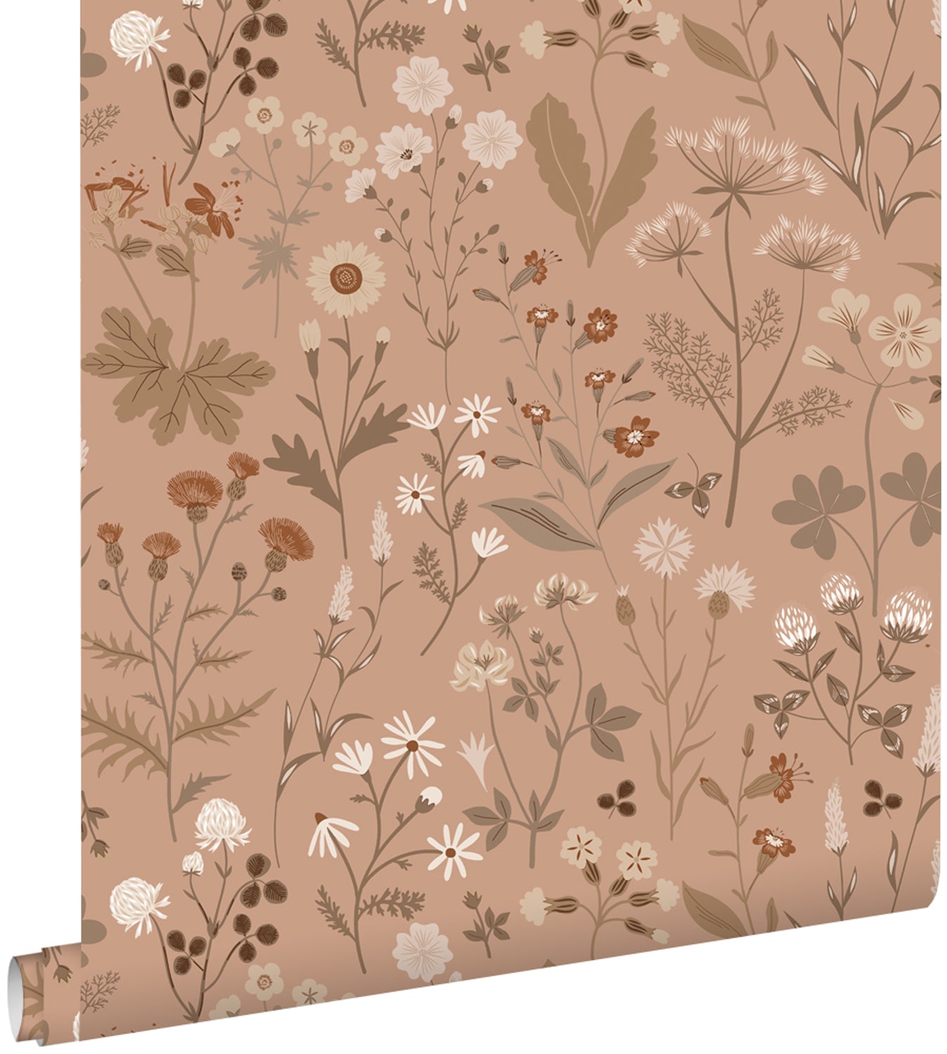 ESTAhome behang veldbloemen terracotta bruin - 53 cm x 10.05 m - 13984