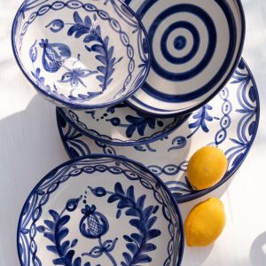 J-Line kom Granada High – keramiek – wit/blauw – small – Ø 14 cm J-Line kom Granada High – keramiek – wit/blauw – small – Ø 14 cm