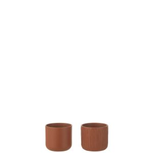 J-Line bloempot Gen – keramek – bruin – XXS – 2 stuks – Ø 7 cm