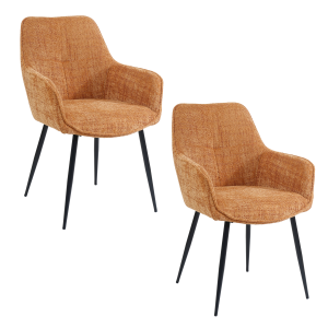 Housecraft Living Jez Eetkamerstoelen met armleuning Oranje – Set van