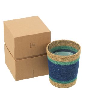 J-Line geurkaars Mand – Seaside Bliss – glas – blauw – medium – 55U J-Line geurkaars Mand – Seaside Bliss – glas – blauw – medium – 55U