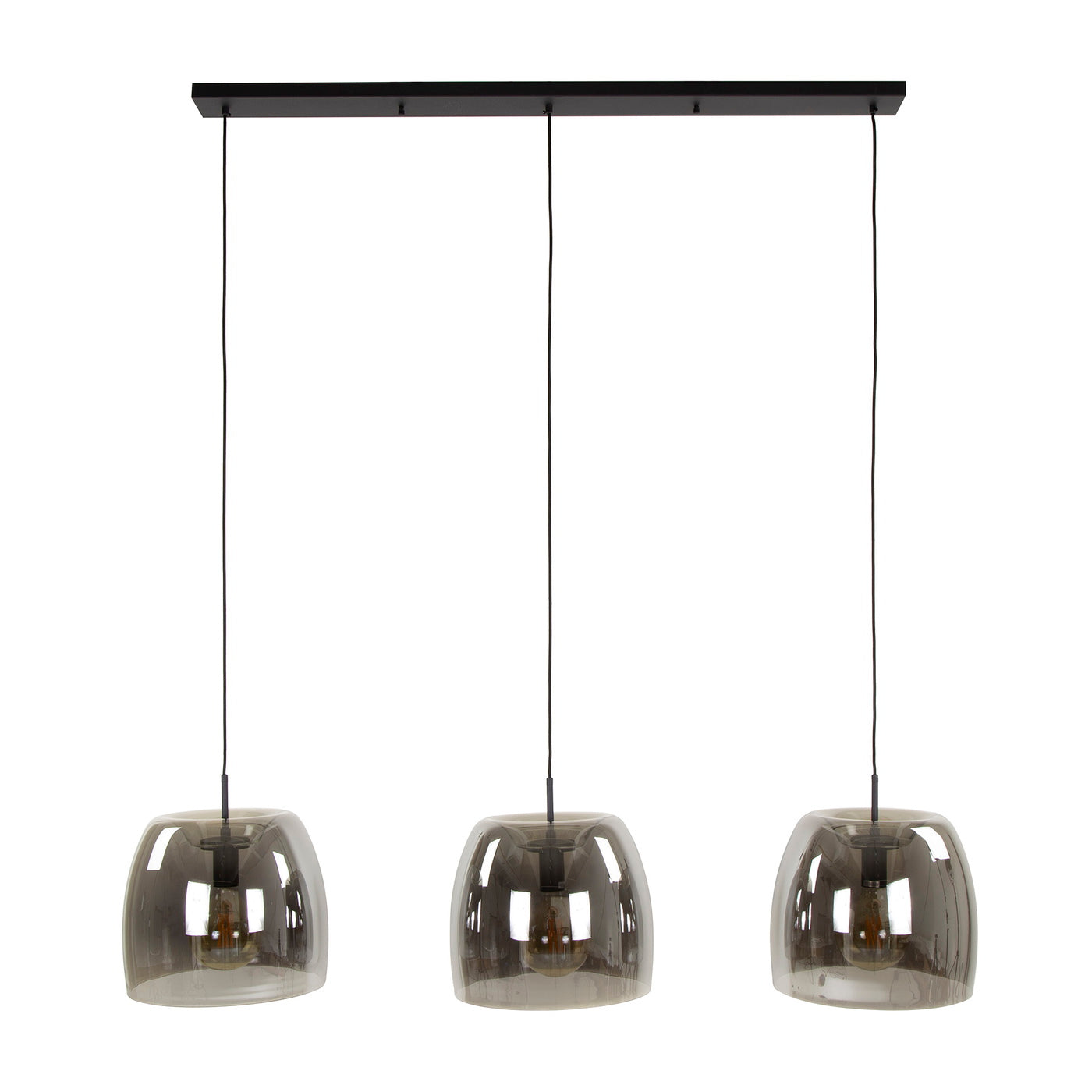 Giga Meubel Hanglamp Drift Glass - Smoke Glas - 3-Lichts - 145x35x150c