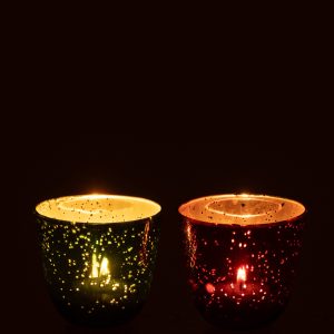 J-Line theelichthouder – glas – rood/groen – 2 stuks