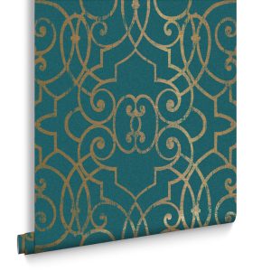 Graham & Brown Vliesbehang – Shoji Teal – 10mx53cm