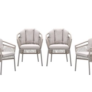 Garden Impressions Prato tuinstoelen set van 4 taupe rope Garden Impressions Prato tuinstoelen set van 4 taupe rope