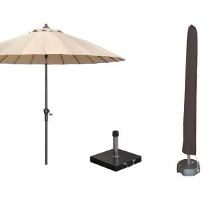 Garden Impressions Manilla parasolset taupe met voet 30 kg en hoes Garden Impressions Manilla parasolset taupe met voet 30 kg en hoes