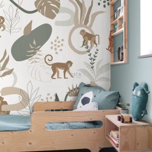 ESTAhome fotobehang jungle apen beige en groen – 200 x 279 cm – 159244 ESTAhome fotobehang jungle apen beige en groen – 200 x 279 cm – 159244