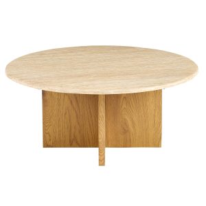 Giga Meubel Salontafel Faria – Lichtbruin Marmer – Ø80x35cm