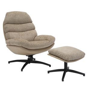Giga Meubel Fauteuil Liane – Stof/Metaal – Taupe – Met Voetenbankje Giga Meubel Fauteuil Liane – Stof/Metaal – Taupe – Met Voetenbankje