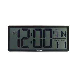 Karlsson wandklok Retro LCD – zwart – 34.8×2.7×14.8cm