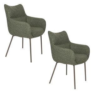 Housecraft Living Jacques Eetkamerstoelen Armleuning Groen – Set van 2 Housecraft Living Jacques Eetkamerstoelen Armleuning Groen – Set van 2