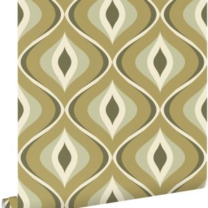 ESTAhome behang retro ornamenten vergrijsd groen – 53 cm x 10.05 m – 1