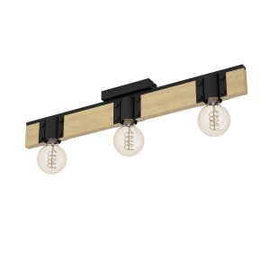 EGLO plafondlamp Bailrigg – e27 – 65,5 cm – zwart/bruin – hout/staal EGLO plafondlamp Bailrigg – e27 – 65,5 cm – zwart/bruin – hout/staal