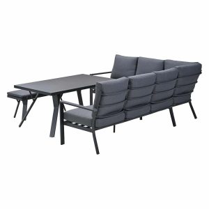 Garden Impressions lounge dining set Senja mystic grey – 4-delig – lin