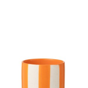 J-Line bloempot Gestreept – keramiek – oranje/wit – small J-Line bloempot Gestreept – keramiek – oranje/wit – small