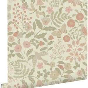 ESTAhome behang bloemen en vogels groen en roze – 53 cm x 10.05 m – 13 ESTAhome behang bloemen en vogels groen en roze – 53 cm x 10.05 m – 13