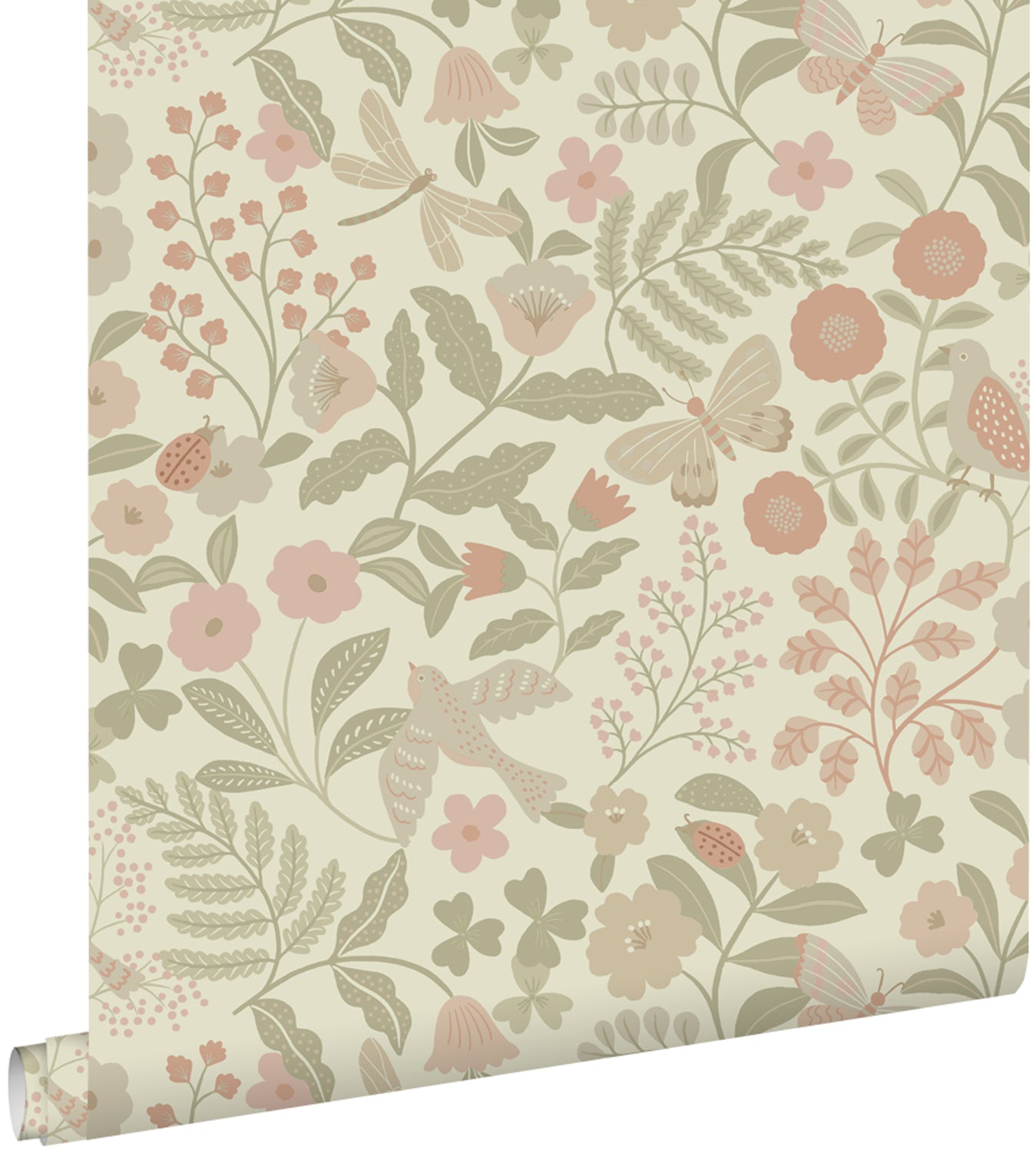 ESTAhome behang bloemen en vogels groen en roze - 53 cm x 10.05 m - 13