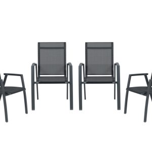 Garden Impressions Gala tuinstoelen set van 4 carbon black