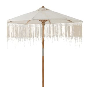 J-Line parasol Macrame – hout – ecru