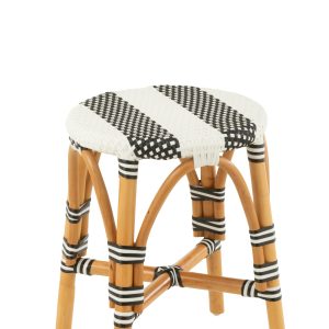 J-Line kruk Live – rotan – wit/zwart – small J-Line kruk Live – rotan – wit/zwart – small