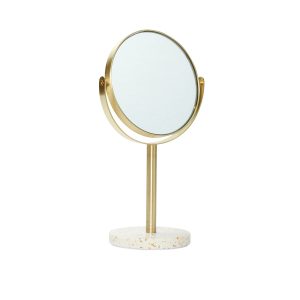 Hübsch tafelspiegel Pamper – ijzer/spiegelglas/terrazzo – ø18xh32cm